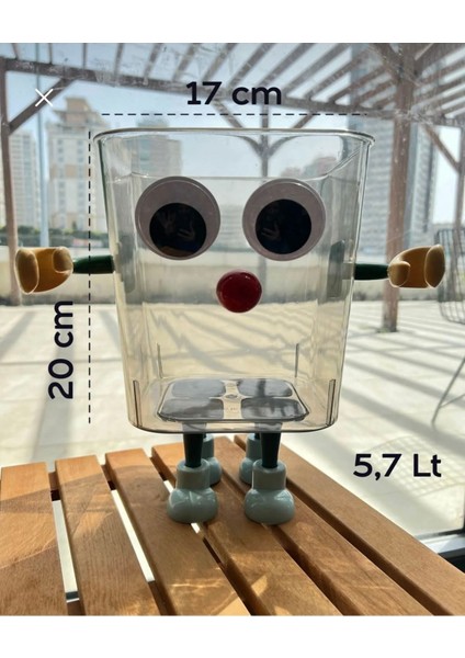 Sevimli Robot Tasarımlı 5,7 Litre Kapaksız Çöp Kutusu, Antrasit Renk modelleri