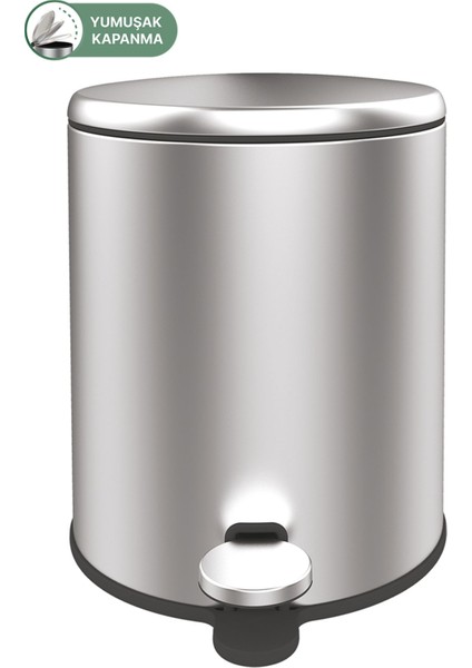 Pedallı 6l Siyah Çöp Kovası, Mat Iç Kısım, Pratik ve Şık Tasarım