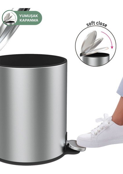 Pedallı 6l Siyah Çöp Kovası, Mat Iç Kısım, Pratik ve Şık Tasarım fiyatları