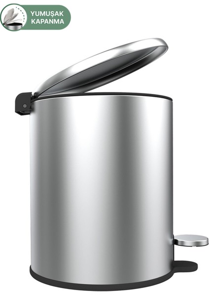 Pedallı 6l Siyah Çöp Kovası, Mat Iç Kısım, Pratik ve Şık Tasarım fırsatları