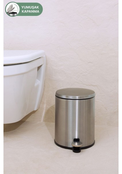 Pedallı 6l Siyah Çöp Kovası, Mat Iç Kısım, Pratik ve Şık Tasarım