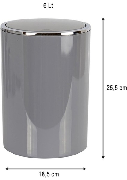 Şık 6 Lt Gri Çöp Kovası, Banyo, Mutfak ve Ofis Için Ideal Seçim fiyatları