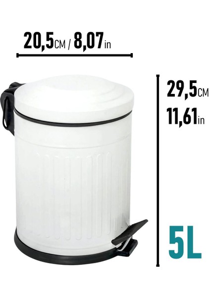 5 Lt Vintage Serisi Amortisör Kapaklı Beyaz Çöp Kovası (Banyo, Mutfak, Tuvalet, Balkon) fiyatları