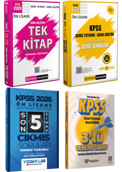 2026 Kpss Ön Lisans Seti(Konu Anlatımı-Soru Bankası-Çözümlü Son 5 Sınav Çıkmış Sorular)