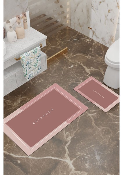 Renkli Desenli Eko Banyo Paspası, Kaymaz Taban, Makinada Yıkanabilir, 2'li Set fiyatları
