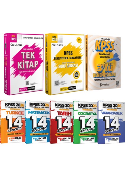 2026 Kpss Ön Lisans Kazandıran Set(Konu Anlatımı-Soru Bankası-Tüm Dersler 14 Deneme)