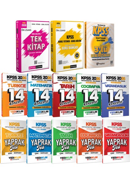 2026 Kpss Ön Lisans Mega Set(Konu Anlatımı-Soru Bankası-Tüm Dersler 14 Deneme-Yaprak Test)