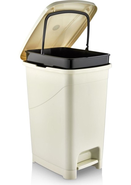 25 Litre Iç Kovalı Pedallı Çöp Kovası Bej