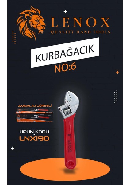 Kurbağacık Anahtar 6 No – Ingiliz Anahtarı Ayarlanabilir Lenox Tools
