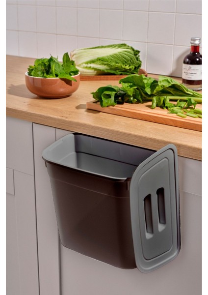 Antrasit Kapaklı Çöp Kovası, Pratik ve Şık Tasarım