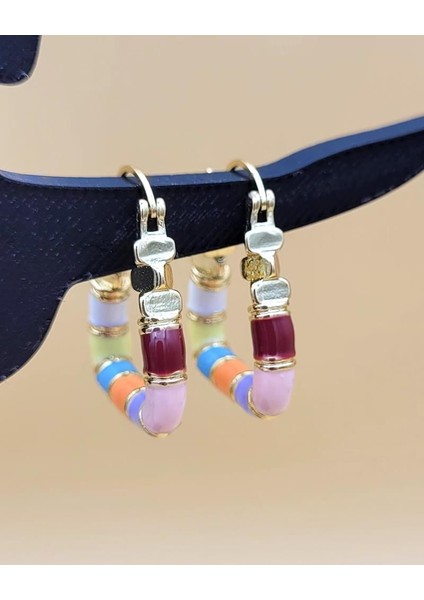 Modern Renkli Üçgen Küpe