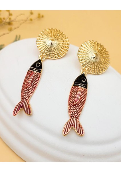 Zr Model Kırmızı Balık Küpe
