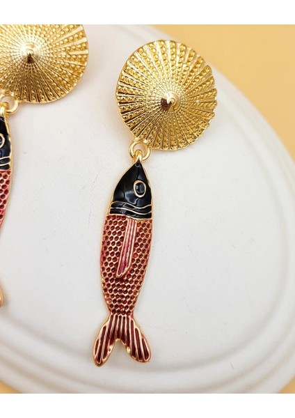 Zr Model Kırmızı Balık Küpe indirimleri