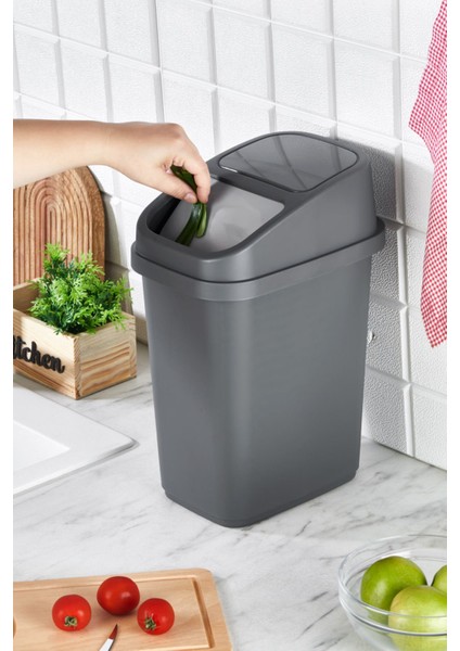 10 Lt Siyah Çöp Kovası, Mutfak, Banyo, Tuvalet Için Pratik ve Şık Tasarım