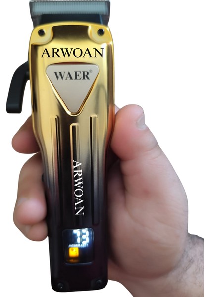 ​​​​​​​profesyonel Kablosuz Saç Kesme Makinesi - Altın Siyah Tasarım, Seramik Titanyum Bıçak, USB Şarj ve Dijital Ekran fiyatları