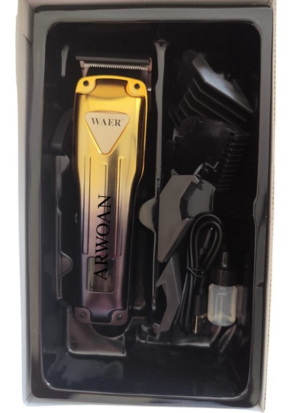 ​​​​​​​profesyonel Kablosuz Saç Kesme Makinesi - Altın Siyah Tasarım, Seramik Titanyum Bıçak, USB Şarj ve Dijital Ekran