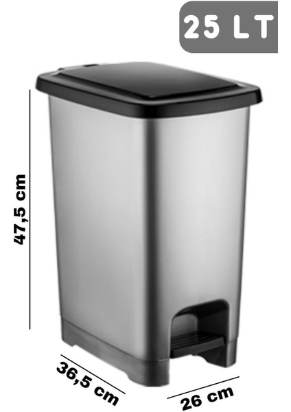 25 Lt Eco Slim Pedallı Çöp Kovası, Şık ve Pratik Antrasit Renkli Tasarım fırsatları