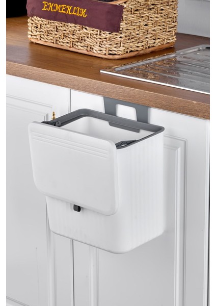 Beyaz 15 Lt Çöp Kovası, Mutfak Tezgah Üstü Dolap Askılı, Pratik ve Şık Tasarım modelleri