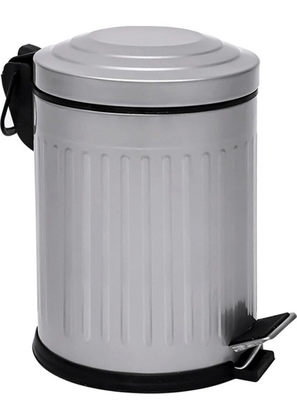 5 Lt Vintage Serisi Amortisör Kapaklı Gri Çöp Kovası, Çok Amaçlı Kullanım