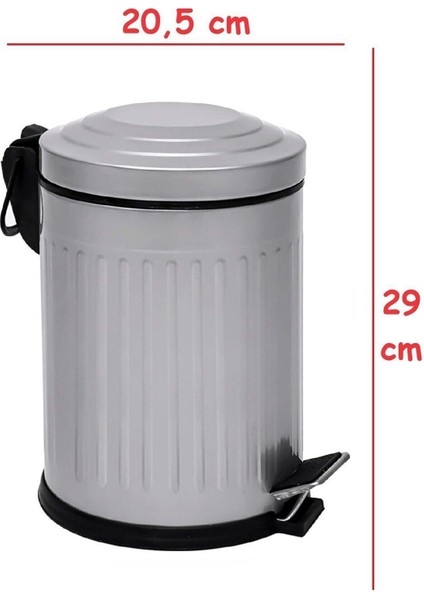 5 Lt Vintage Serisi Amortisör Kapaklı Gri Çöp Kovası, Çok Amaçlı Kullanım fiyatları