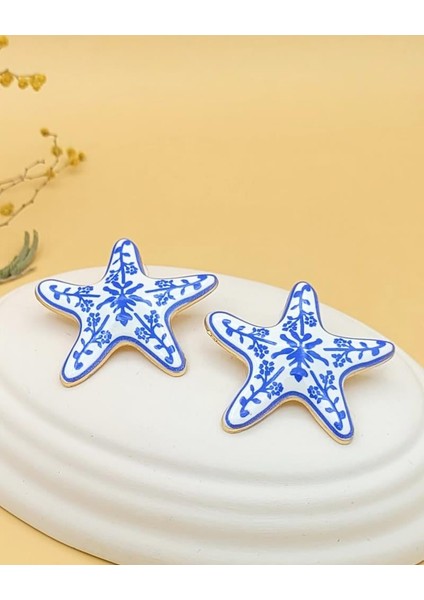 Mavi Beyaz Zr Model Seramik Deniz Yıldızı Küpe fiyatları