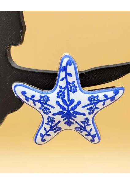 Mavi Beyaz Zr Model Seramik Deniz Yıldızı Küpe modelleri