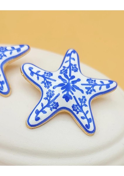 Mavi Beyaz Zr Model Seramik Deniz Yıldızı Küpe fırsatları