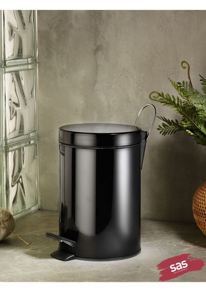3 Lt Siyah Pedallı Paslanmaz Çöp Kovası, Çok Amaçlı ve Şık Tasarım