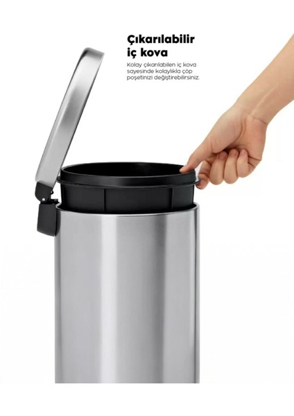 3 Lt Siyah Pedallı Paslanmaz Çöp Kovası, Çok Amaçlı ve Şık Tasarım fiyatları