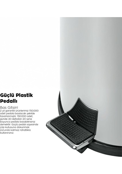 3 Lt Siyah Pedallı Paslanmaz Çöp Kovası, Çok Amaçlı ve Şık Tasarım fırsatları