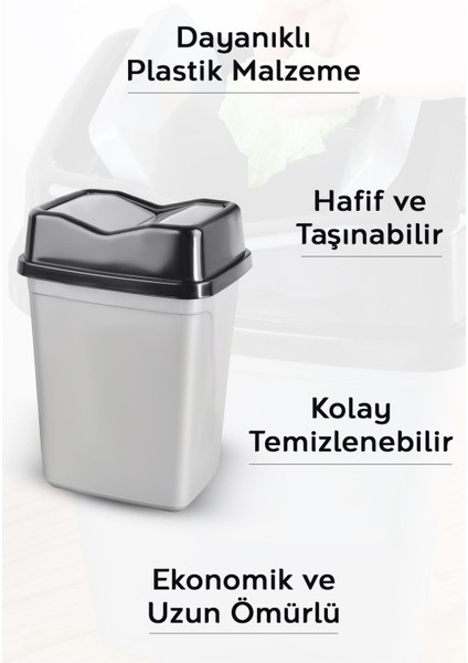 Gri Çift Kapaklı Kelebek Çöp Kovası, 2,5 Litre, Tezgah Üstü, Banyo Mutfak Ofis modelleri