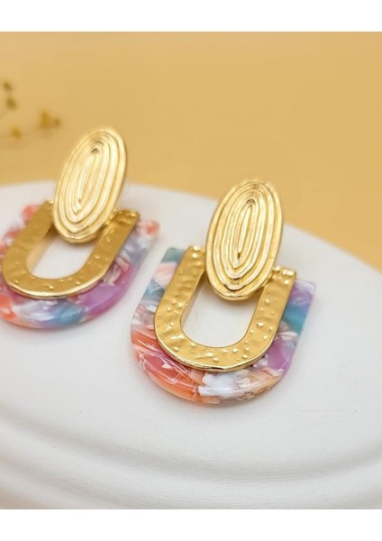 Asimetrik Geometrik Akrilik Pembe Küpe fırsatları