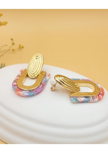 Asimetrik Geometrik Akrilik Pembe Küpe indirimleri