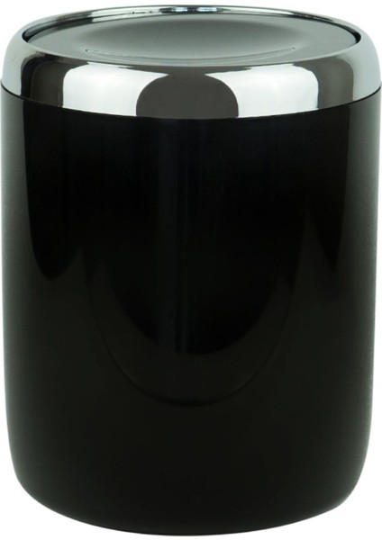 Krom Dekorlu Siyah Döner Kapaklı Çöp Kovası 6 Lt, Banyo ve Ofis Için Şık Seçenek modelleri