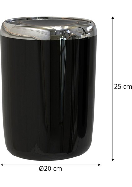 Krom Dekorlu Siyah Döner Kapaklı Çöp Kovası 6 Lt, Banyo ve Ofis Için Şık Seçenek indirimleri