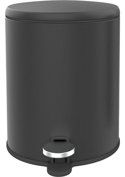 Pedallı 6 Lt Mat Siyah Çöp Kovası, Banyo ve Mutfak Için Şık ve Kullanışlı