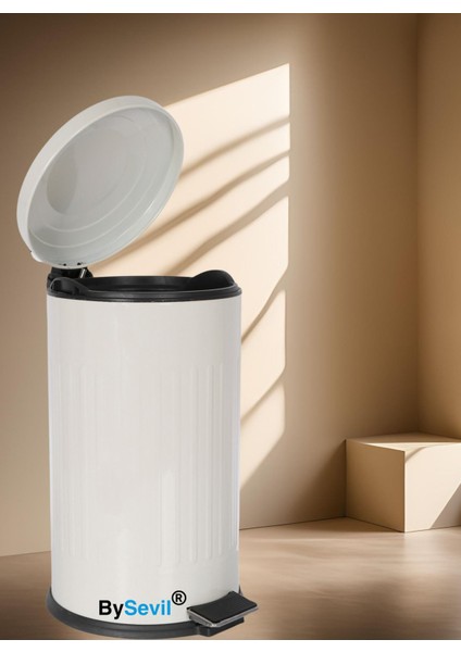 Krem Renkli 16 Lt Pedallı Çöp Kovası, Amortisörlü Kapak, Silinebilir Yüzey fiyatları