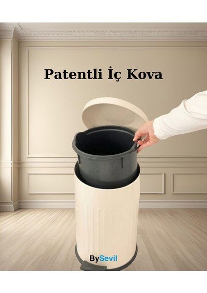 Krem Renkli 16 Lt Pedallı Çöp Kovası, Amortisörlü Kapak, Silinebilir Yüzey modelleri