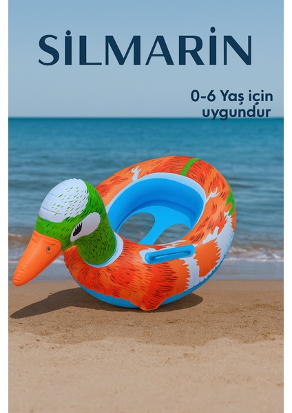 0-6 Yaş Çocuklar Için Mavi Ördek Figürlü Yüzme Simidi, Rahat Tutamaklı, Deniz ve Havuz Kullanımı modelleri