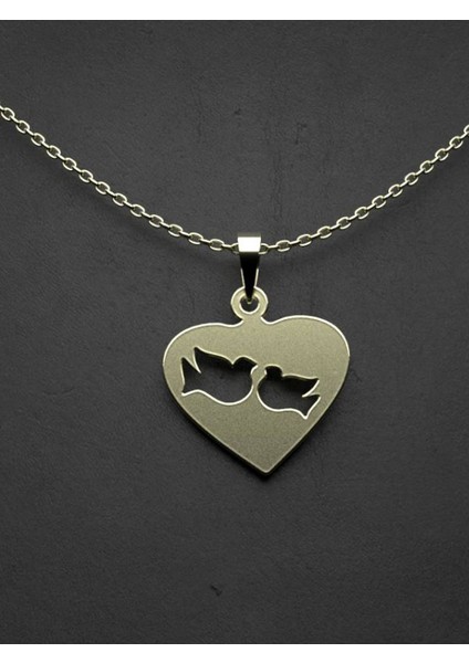 14 Ayar Altın Kalp ve Kuş Kolye Ucu 1 Gr, KC11018 Kodlu