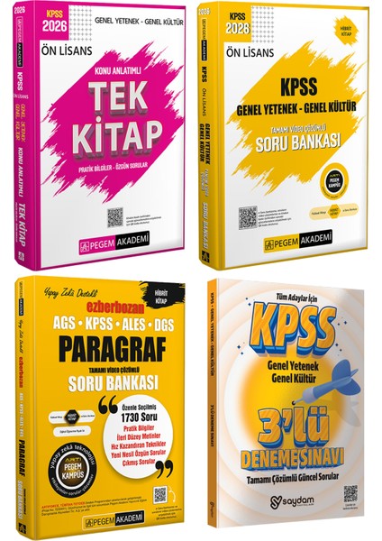 2026 Kpss Gygk Ön Lisans Konu ANLATIMI(688 Sayfa)-Video Çözümlü Soru BANKASI(526 Sayfa)-Paragraf