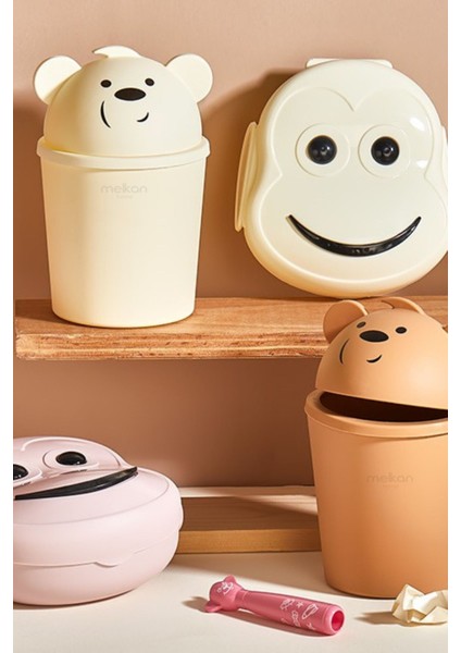 Sevimli Turuncu Masaüstü Mini Çöp Kutusu, 1 Litre indirimleri