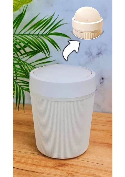 Tezgah Üstü Akrilik Çöp Kovası, 4.2 Lt, Şık ve Pratik Beyaz Renk