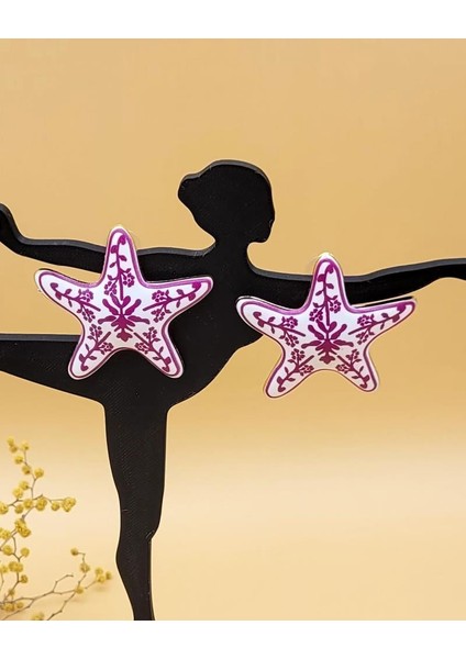 Pembe Beyaz Zr Model Seramik Deniz Yıldızı Küpe