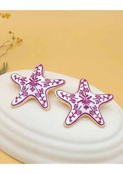 Pembe Beyaz Zr Model Seramik Deniz Yıldızı Küpe fiyatları