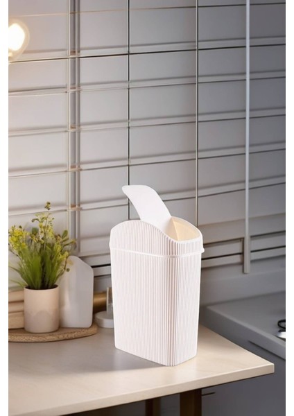 Küçük Çöp Kutusu, Mutfak, Banyo, Tuvalet, Ofis Için, Krem Renk