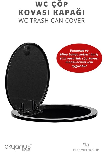 Siyah Yuvarlak Yedek Çöp Kovası Kapağı, Dayanıklı ve Şık Tasarım fiyatları