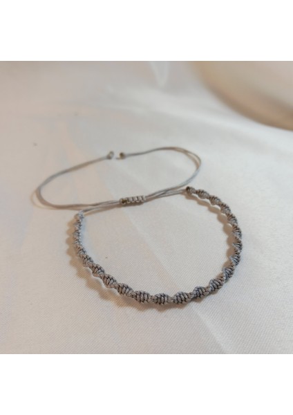 Unisex Gümüş Makrome Örgü Asansörlü Ayarlanabilir Bileklik, Spiral Makrome Örgü Ip Bileklik, Makrome Bileklik, Örgü Bileklik, Ip Bileklik, Gümüş Renk Makrome Örgü Bileklik modelleri