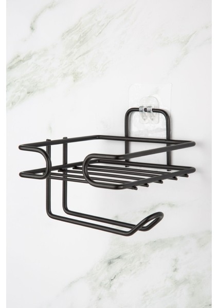 Yapışkanlı Yedekli Tuvalet Kağıtlığı, Mat Siyah, Pratik ve Şık Tasarım fiyatları