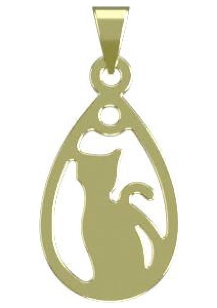 14 Ayar Altın Kedi Kolye Ucu 1 Gr, KC11691 Kodlu